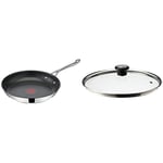 Tefal Jamie Oliver Cook's Direct Stainless Steel Frying Pan, 28 cm, Non-Stick Coating, Heat Indicator, Riveted Safe-Grip Handle & 28097712 Compatible Glass Lid, Steam Vent, 28 cm