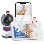 BOIFUN 1080P 5" Babyphone Caméra, PTZ 355°Camera Bebe Surveillance des Mouvement