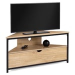 Idmarket - Meuble tv 100 cm d'angle detroit avec placard design industriel - Bois-clair