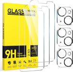 3 Pièces Verre Trempé Pour Iphone 13 Avec 3 Pièces Caméra Arrière Protecteur, Ultra Résistant Film Protection Écran, Anti-Rayures, Sans Bulles Film Protection Écran Avec Iphone 13 6.1