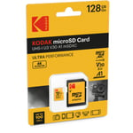 KODAK Carte Mémoire Micro SD - 128GB, Classe 10, Haute Performance, avec Adaptat