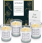 Scented Candles Gift Set, Soy Wax Candle of Jasmine, Pear & Freesia, Orange, Bl