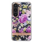 Case for Samsung Galaxy S23 Rigid Back Flexible Contour Flower Design Purple