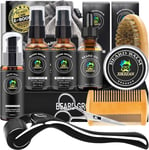 Complete Beard Growth Care Kit: Roller,Oil,Balm,Conditioner,Wash,Comb,Scissors