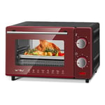 WOLTU Mini Four 10 L, 650W, 100-230℃, Minuterie 0-60 min, Petit Four de Table, Petit Four à Pizza avec Plaque de Cuisson, Grille, Poignée pour Grille, Rouge+Noir, BF16rsz