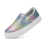 maxvinci Filles Toile Slip on Chaussures Enfants Glitter Escarpins Plimsolls causale Baskets Plates Respirantes pour Petits/Grands Enfants