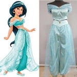 Aladdin Jasmine Princess Costume Dress Up Carnivals Halloween Cosplay Props Adults Outfits -a Green S