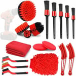 Ikodm - Kit Brosse Nettoyage Voiture,18 Pièces Pinceau Detailing Auto,Kit de Brosse Nettoyage Voiture Interieur Exterieur