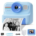 HiMont Kids Camera Instant Print, 1080P Instant Print Camera for Kids with 32GB Card & 3 Rolls Print Paper, Selfie Kids Digital Camera, Funny Kids Toys Gifts for Boys & Girls Age 3-12 (Blue)