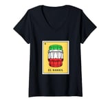 Womens Funny Mexican Bingo Game El Barril V-Neck T-Shirt