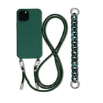 Galful Coque Cordon de Collier Compatible avec iPhone 15 Plus Bracelet Lanyard Coque Housse Silicone avec Collier Case Mince Antichoc Réglable Lanyard Case pour iPhone 15 Plus-Vert foncé