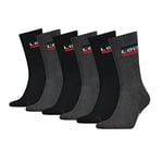 Levi's Unisex Socks Sport Logo Crew Cut Socks Mid Grey / Black 43/46 pack of 6