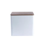 Salter BW12899WEU7 Toronto Bread Bin – Acacia Wooden Lid, Powder Coated Finish, Easy Clean, Store Bread, Bagels, Pastries, Large Bread Bin Storage Container, Holds 2 Loaves of Bread, White/Wooden