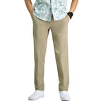 Haggar Men's Cool 18 Pro Slim Fit Premium Flex Flat Front Pant Casual, Tan Lux, 34W x 32L