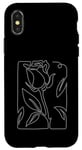 Coque pour iPhone X/XS Rose Fleur Abstraite Dessin Minimaliste One Line Art