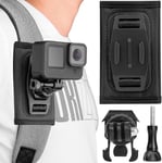 Support de bandoulière pour sac à dos avec coussinet d'épaule réglable et base rotative à 360 degrés compatible avec GoPro Hero 11/10/9/8/7/6 DJI Action, Insta 360 ONE et la plupart