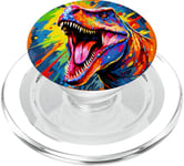 Dinosaure T Rex Pop Art Dessin Coloré Peinture PopSockets PopGrip pour MagSafe