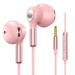 Headphones Wired, In-Ear Wired Earphones Earbuds, Half in Ear Headphones 3.5mm Jack, Wired Headphones with Microphone and Volume Control for iPhone, Samsung, Android, iPad,MP3,Most 3.5mm Audio Devices