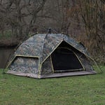 2-3 Man Person Easy to Set Up Automatic Water Resistant Pop Up Tent Double Layer Camping Fishing Shelter & Compact Travel Carry Bag (Camo)