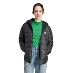 adidas Women's Essentials Light Down Hooded Jacket, black, XS