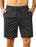 Demegimi Bas de Pyjama Homme Coton Pantalon Shorts Bermuda Court Élastique Ajustable Short de Pyjama Pyjama Homme Shorts avec Poches Bas de Pyjama pour Homme à Motif（Noir,S）