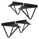 4x Support Etagere d'angle triangle en métal noir avec vis 160 mm