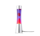 Lampe à lave Fisura avec base chromée, liquide violet et lave rouge