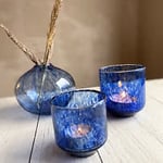 Miljögården Sweet blue ljuslykta glas blå H10 cm