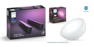 Pack 2 Lampes connectées Philips Hue Play Noir + Lampe nomade connectée Hue Go Led