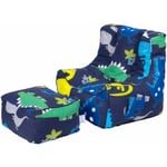 Ready Steady Bed - Fauteuil poire pour enfants avec pouf, fauteuil poire imprimé pour enfants pour l'intérieur, fauteuil pouf confortable pour les