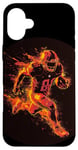 Coque pour iPhone 16 Plus Un joueur de football brûle comme une météorite dans le feu et les flammes