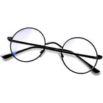 KANASTAL Lunettes Femme Homme Lunette Anti Lumière Bleue Ronde Steampunk Lunettes Ecran PC Lunette Transparente Monture Noir 100% Protection UV400