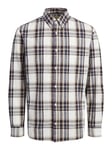 JACK & JONES Men's Jprblubrook Slub Check Shirt L/S Long Sleeve, Fields of Rye/Fit:Comfort Fit, XS