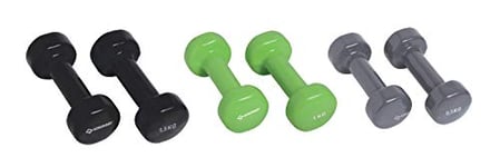 Schildkröt Fitness, coffret de 6 haltères: 2x0,5kg, 2x1,0kg, 2x1,5kg, en vinyle, vert-anthracite-noir