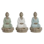 Dekorativ figur Home ESPRIT Hvid Grøn Turkisblå Buddha Orientalsk 12 x 12 x 18,5 cm (3 enheder)