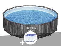 Kit piscine tubulaire ronde Bestway Steel Pro Max décor bois, 4,27 x 1,07 m + 6 cartouches de filtration