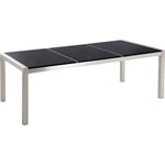 Table de Jardin à Plateau Triple en Granit 200 x 100 cm Noir et Argenté Grosseto