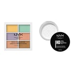 NYX Professional Makeup Palette Couleur et Correction, 6 Teintes Faciles à Estomper & Poudre de Finition HD Studio, Poudre Libre, Fini Mat, Contrôle de la Brillance, Teinte : Translucent