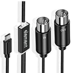 MIDI till USB-C Typ C-kabel USB MIDI-konverterare med indikatorlampa för elektronisk dator (FMY) black