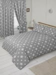 JUNIOR DUVET COVER SET STARS GREY WHITE FUNKY BEDDING SET POLYCOTTON LUXURY