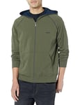 BOSS Men's Mix&Match Zip Up Hoodie Hooded Sweatshirt, Deep Olive Green, M