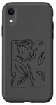 Coque pour iPhone XR Rose noire abstraite dessin minimaliste Line Art