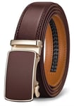 BULLIANT Ceinture Homme, Ceinture Automatique en Cuir pour Hommes Largeur 35mm Cadeau Box,Taille Ajustable,Marron Clair233,130cm/38-44" taille réglable