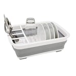 KITCHEN DETAILS 22959 Collapsible Dish Drying Rack, Space Saver, Counter Top, Plastic, White/Grey