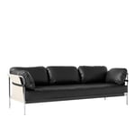 HAY - Can 3 Seater - Chrome Base - Natural Canvas - Cat.6 - Sense Black - Sohvat - Ronan & Erwan Bouroullec - Musta