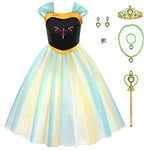 Discoball Girls Anna Princess Dress Elsa Costume Fancy Dress Up for Girls Fancy Costume for Halloween Cosplay Christmas Birthday Party Coronation Dress