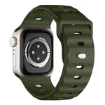 Bracelet de sport compatible avec Apple Watch Ultra 2 - 49 mm, 46 mm, 45 mm, 44 mm, 42 mm, pour homme - En silicone étanche - Pour Apple Watch 10 9 8 SE 7 6 5 4 3 Ultra - Vert armée