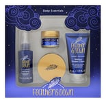 Feather & Down Sweet Dream Sleep Essentials Gift Set (50ml Pillow Spray, 50ml Melting Shower Cream, 16g All-Purpose Sleep Balm & 50ml Sleep Butter) - Cruelty Free & Vegan Friendly.