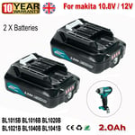 2X For Makita BL1015 10.8V 12V Li-Ion 2.0Ah LXT Battery BL1041B BL1041 197106-2