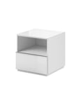 Petit Meuble TV ou meuble dappoint 50cm collection ZANTE avec 1 tiroir et une niche. Couleur blanc brillant